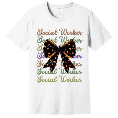 Social Worker Halloween Outfit Costume Coquette Bow Vintage Premium T-Shirt