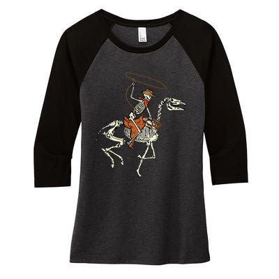 Spooky Western Horse Costume Women's Tri-Blend 3/4-Sleeve Raglan Shirt