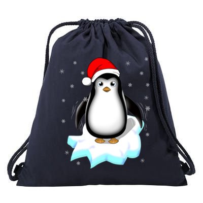 Snow Winter Holiday Gift Xmas Pajama Cute Christmas Penguin Gift Drawstring Bag