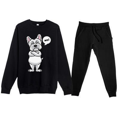 Stubborn West Highland White Terrier Dog Funny Premium Crewneck Sweatsuit Set