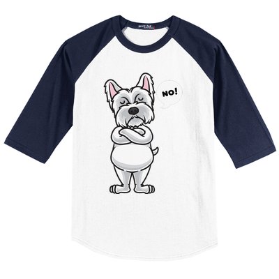 Stubborn West Highland White Terrier Dog Funny Baseball Sleeve Shirt