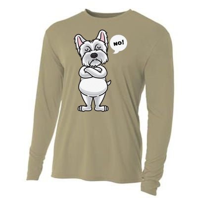 Stubborn West Highland White Terrier Dog Funny Cooling Performance Long Sleeve Crew