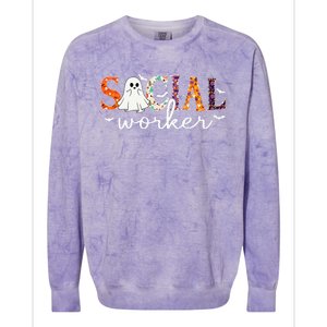 Social Worker Halloween Retro Ghost Halloween Social Worker Colorblast Crewneck Sweatshirt