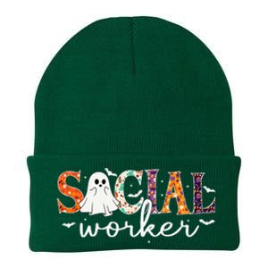 Social Worker Halloween Retro Ghost Halloween Social Worker Knit Cap Winter Beanie