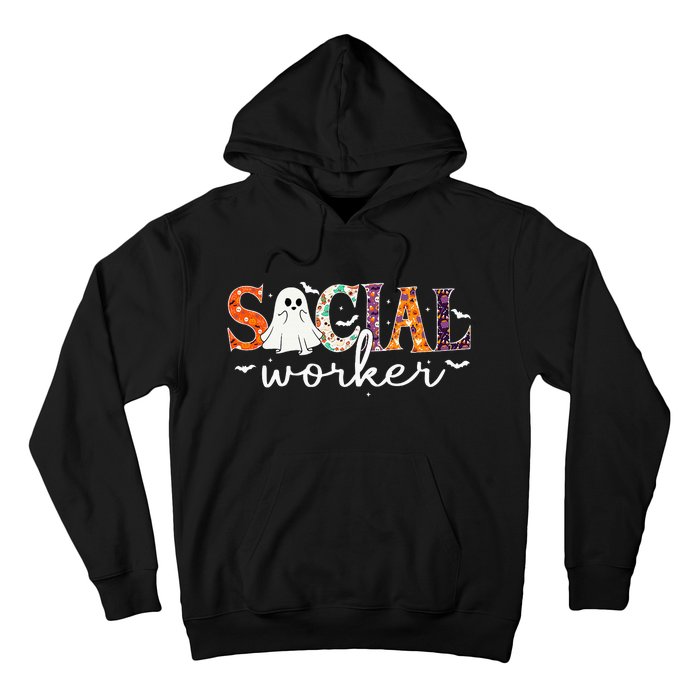 Social Worker Halloween Retro Ghost Halloween Social Worker Hoodie