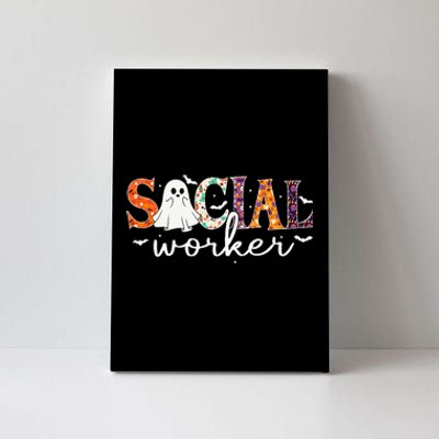 Social Worker Halloween Retro Ghost Halloween Social Worker Canvas