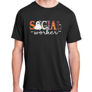 Social Worker Halloween Retro Ghost Halloween Social Worker Adult ChromaSoft Performance T-Shirt