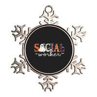 Social Worker Halloween Retro Ghost Halloween Social Worker Metallic Star Ornament