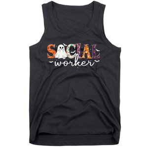 Social Worker Halloween Retro Ghost Halloween Social Worker Tank Top