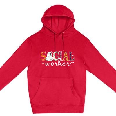 Social Worker Halloween Retro Ghost Halloween Social Worker Premium Pullover Hoodie