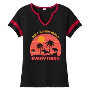 Salt Water Heals Everything Tropical Ladies Halftime Notch Neck Tee