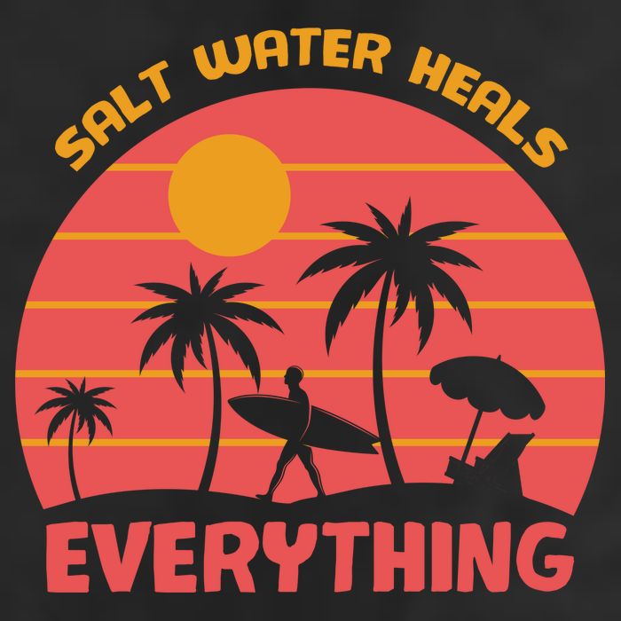 Salt Water Heals Everything Tropical 7 Panel Mesh Trucker Snapback Hat