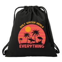 Salt Water Heals Everything Tropical Drawstring Bag