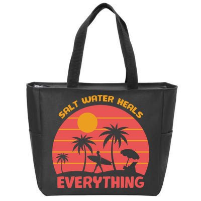 Salt Water Heals Everything Tropical Zip Tote Bag