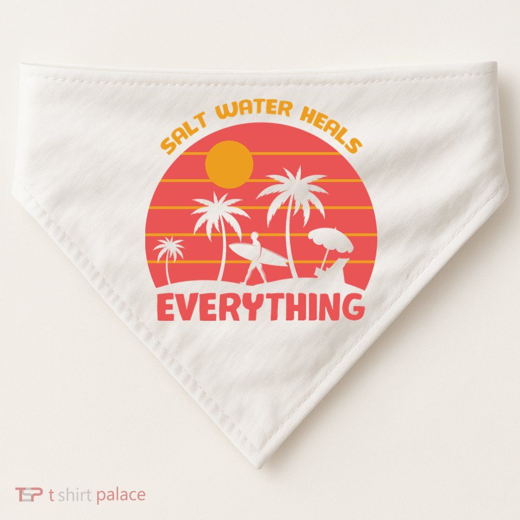 Salt Water Heals Everything Tropical USA-Made Doggie Bandana