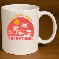 Salt Water Heals Everything Tropical 11oz C Handle Ceramic Mug