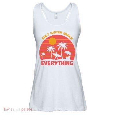 Salt Water Heals Everything Tropical Ladies Essential Flowy Tank