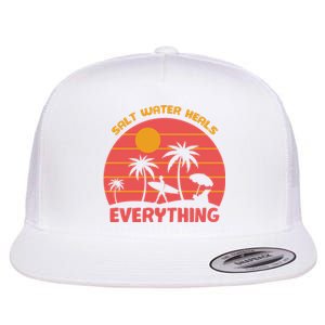 Salt Water Heals Everything Tropical Flat Bill Trucker Hat