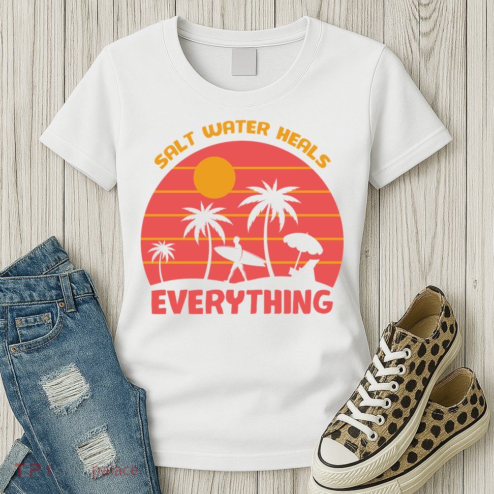 Salt Water Heals Everything Tropical Womens T-Shirt