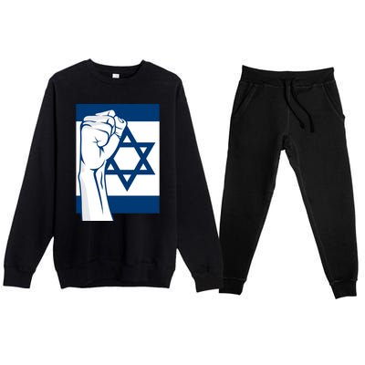 Stand With Israel Flag Premium Crewneck Sweatsuit Set