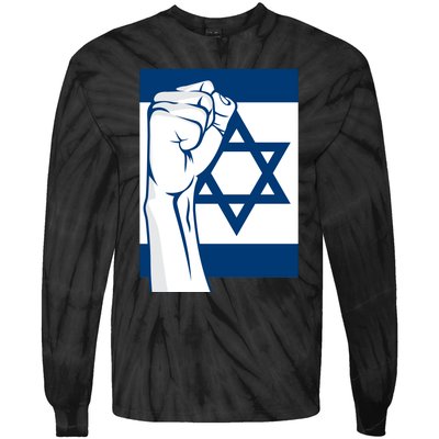 Stand With Israel Flag Tie-Dye Long Sleeve Shirt