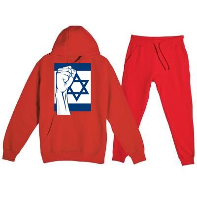 Stand With Israel Flag Premium Hooded Sweatsuit Set