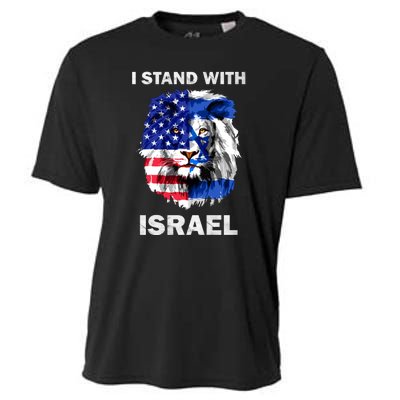 Stand With Israel Lion Usa Flag Israel Flag Cooling Performance Crew T-Shirt