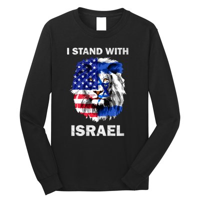 Stand With Israel Lion Usa Flag Israel Flag Long Sleeve Shirt