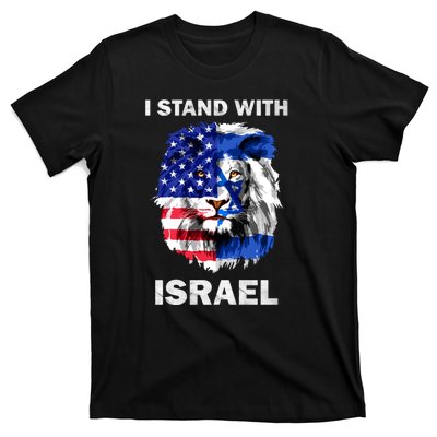 Stand With Israel Lion Usa Flag Israel Flag T-Shirt