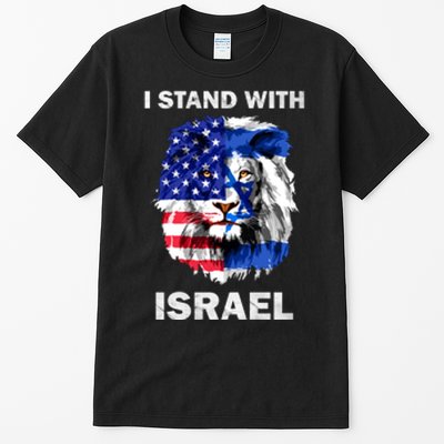 Stand With Israel Lion Usa Flag Israel Flag Tall T-Shirt