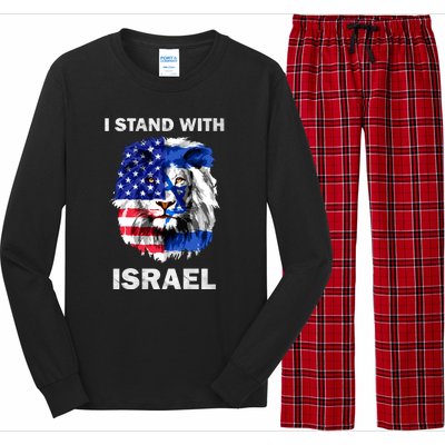 Stand With Israel Lion Usa Flag Israel Flag Long Sleeve Pajama Set