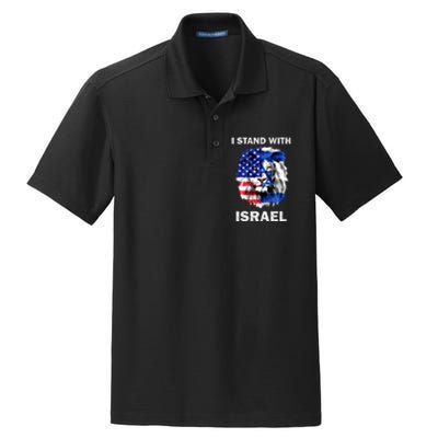 Stand With Israel Lion Usa Flag Israel Flag Dry Zone Grid Polo