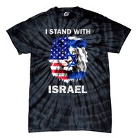 Stand With Israel Lion Usa Flag Israel Flag Tie-Dye T-Shirt