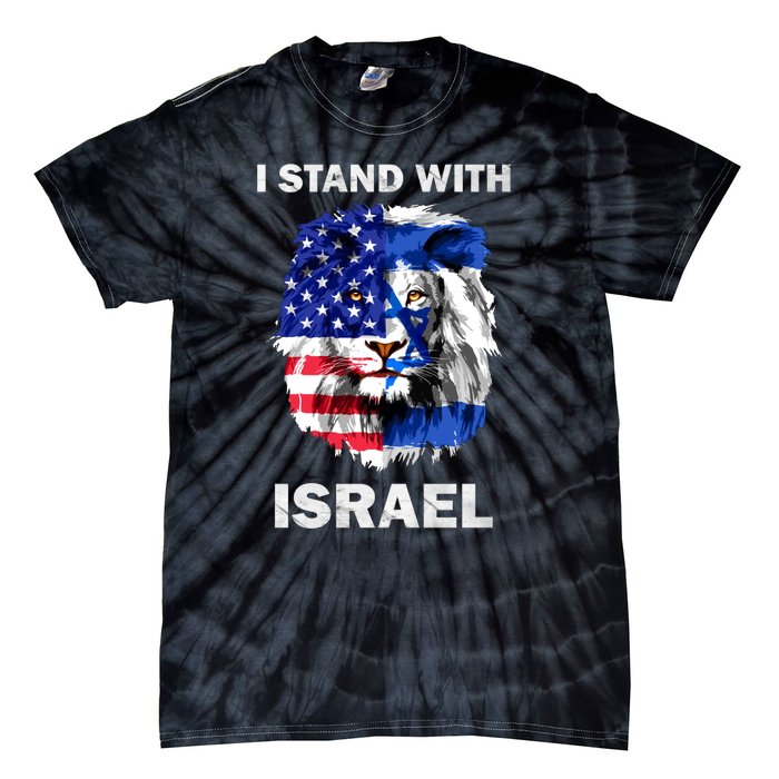 Stand With Israel Lion Usa Flag Israel Flag Tie-Dye T-Shirt