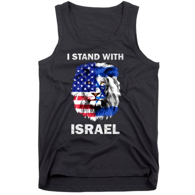 Stand With Israel Lion Usa Flag Israel Flag Tank Top