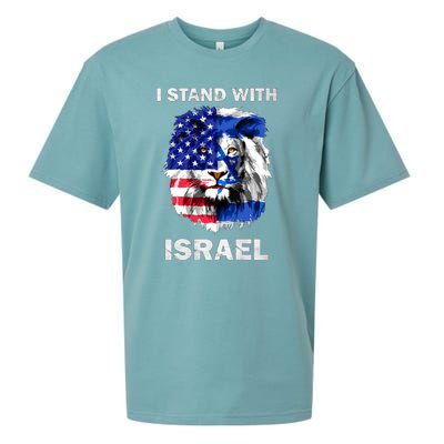 Stand With Israel Lion Usa Flag Israel Flag Sueded Cloud Jersey T-Shirt