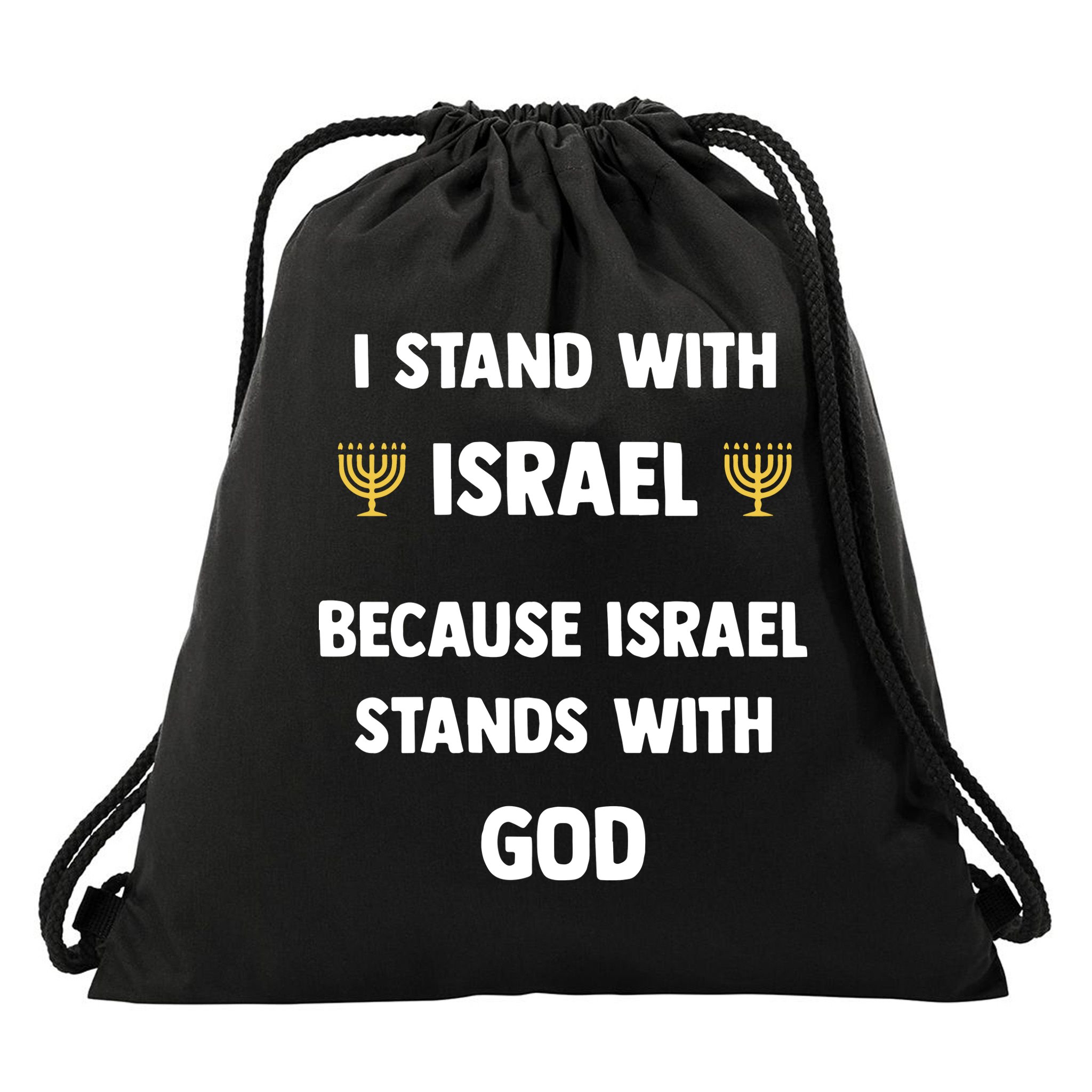 Stand With Israel Because Israel Stands With God Jesus Drawstring Bag