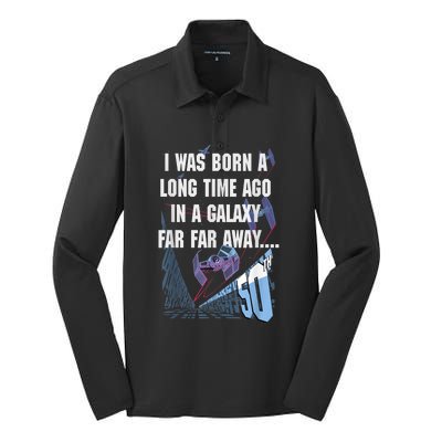 Star Wars I Was Born A Long Time Ago 50th Birthday Portrait Silk Touch Performance Long Sleeve Polo