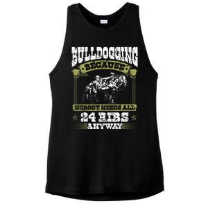 Steer Wrestling Injury Quote Rodeo Bulldogging Ladies PosiCharge Tri-Blend Wicking Tank