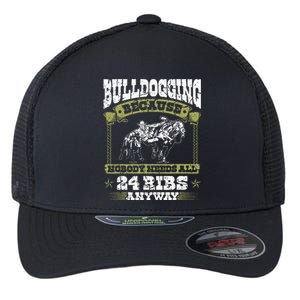 Steer Wrestling Injury Quote Rodeo Bulldogging Flexfit Unipanel Trucker Cap