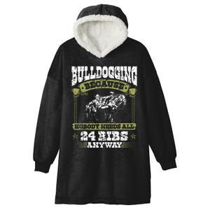 Steer Wrestling Injury Quote Rodeo Bulldogging Hooded Wearable Blanket