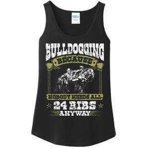 Steer Wrestling Injury Quote Rodeo Bulldogging Ladies Essential Tank