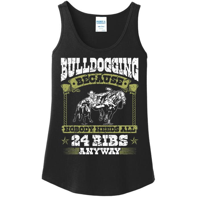 Steer Wrestling Injury Quote Rodeo Bulldogging Ladies Essential Tank