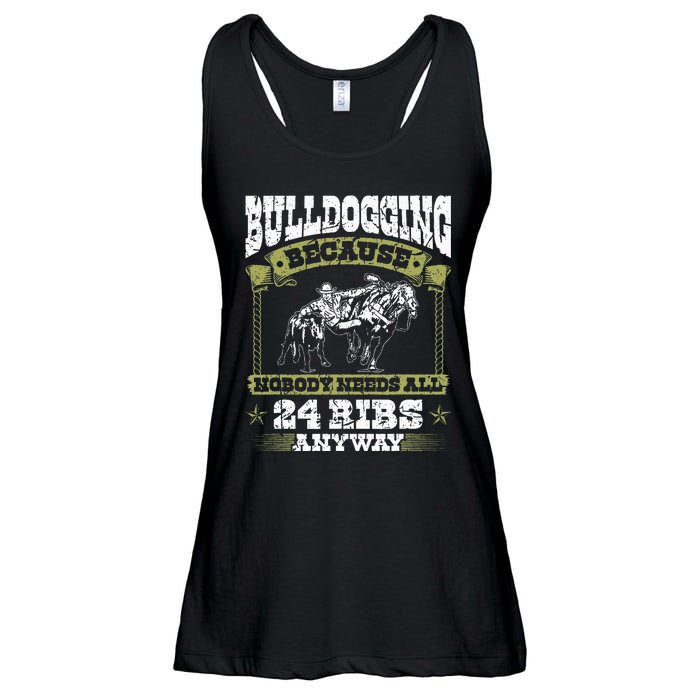 Steer Wrestling Injury Quote Rodeo Bulldogging Ladies Essential Flowy Tank