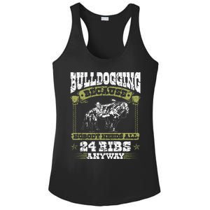 Steer Wrestling Injury Quote Rodeo Bulldogging Ladies PosiCharge Competitor Racerback Tank