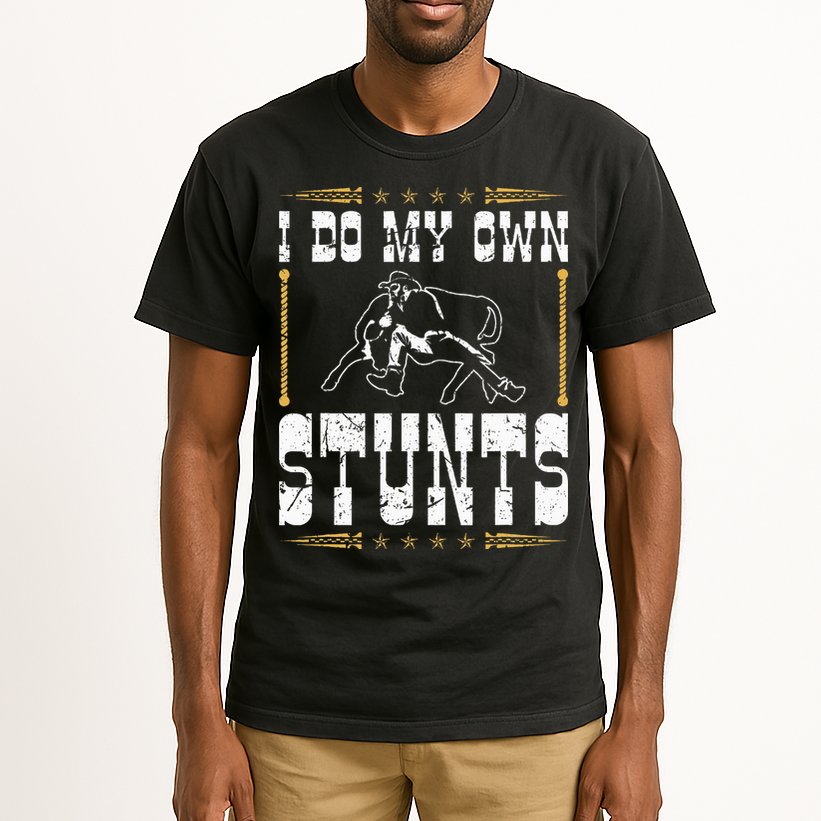 Steer Wrestling I Do My Own Stunts Rodeo Bulldogging Tall T-Shirt