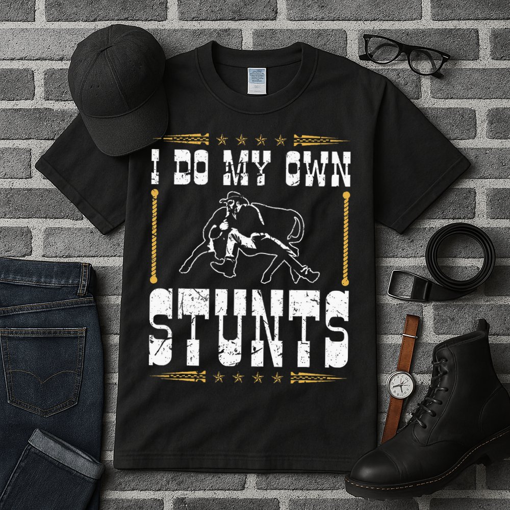 Steer Wrestling I Do My Own Stunts Rodeo Bulldogging Tall T-Shirt