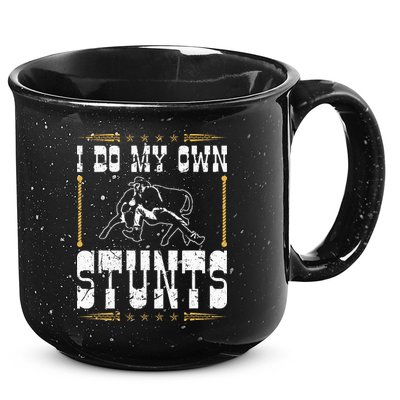 Steer Wrestling I Do My Own Stunts Rodeo Bulldogging 15oz Campfire Ceramic Mug