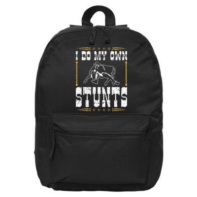 Steer Wrestling I Do My Own Stunts Rodeo Bulldogging 16 in Basic Backpack
