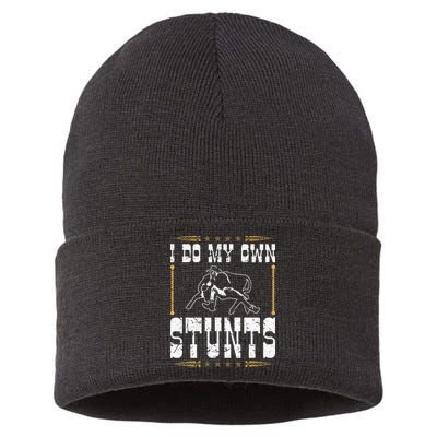 Steer Wrestling I Do My Own Stunts Rodeo Bulldogging Sustainable Knit Beanie